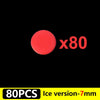 A red circular object is shown next to the text indicating 80 pieces and a 7mm ice version.