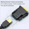 A black bi-directional adapter cable for converting DVI to HDMI and HDMI to DVI signals.
