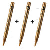 Three metallic brush pen markers in gold and black packaging shown at an angle