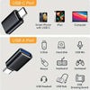 Multi-pack of USB-C to USB-A adapters showing connections for smart phones, iPads, computers, and various peripherals like ha