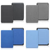 A set of two premium leather cases for a Kindle Paperwhite, shown in dark gray and light blue colors.