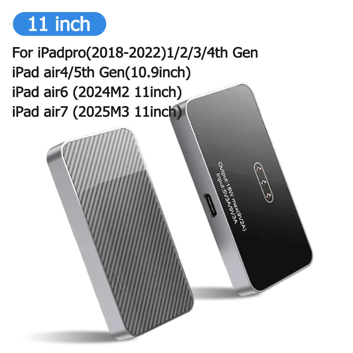 A silver magnetic wireless charging module for iPads, shown in a diagonal view.