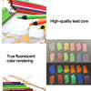 A collection of metallic fluorescent colored pencils in various shades and colors.