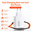 A white 45W fast charging adapter with multiple intelligent protection features for Xiaomi devices.