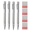 A set of five silver precision carbide tip scribers shown vertically.