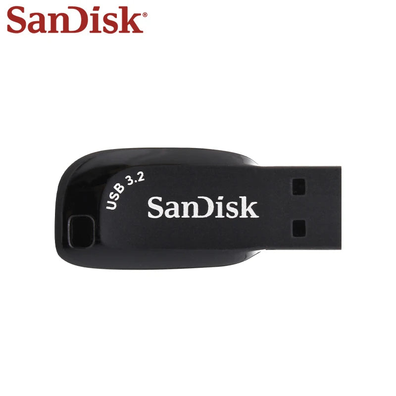 Black SanDisk USB 3.2 flash drive with a rectangular connector.