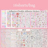 A bag of 16 sheets of adhesive and double adhesive stickers featuring cute cartoon characters for scrapbooking
