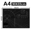 A4 cutting mat with measurement markings and various circular patterns for crafting and sewing