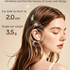 A close-up of a woman wearing ultra short light Chaoliangyan ear stakes for music and design.