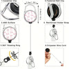 A set of detachable lanyard ID badge holders featuring a carabiner clip, ABS surface, rotating ring, fastened belt clip, rein