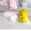 A collection of pink, gray, and yellow kawaii ergonomic wrist rests for mice and keyboards.
