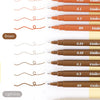 A display of five colors and five thicknesses of micro-pen fineliner pens with archival ink.