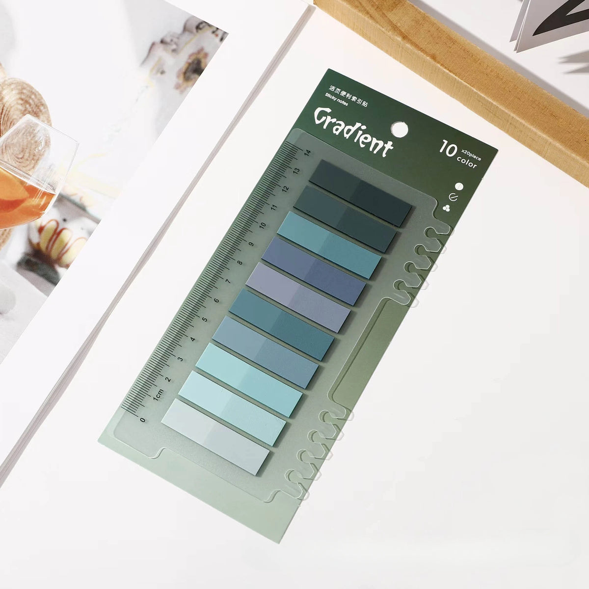 A pack of Gradient 10 color self-adhesive sticky notes displayed on a white background.