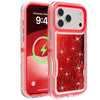 A clear pink glitter liquid phone case protecting a smartphone displaying a time and battery percentage.
