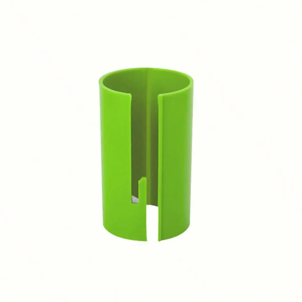 A bright lime green portable plastic wrapping paper cutter tool.