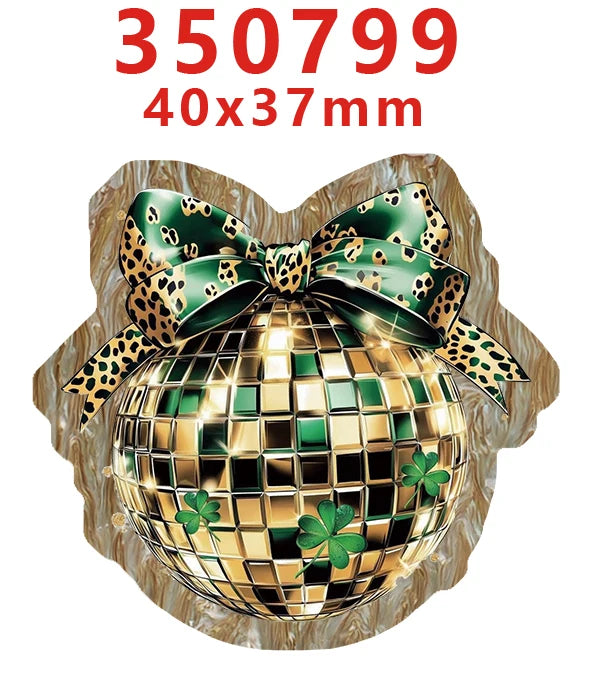 Gold and green leopard print water ripple effect acrylic hairbows