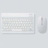A white multi-device Bluetooth keyboard and mouse combo with a full QWERTY layout.