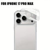 Clear full coverage tempered glass protector for the camera lenses of an iPhone 17 Pro Max.