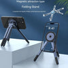 A folding magnetic stand for a smartphone, shown in various angles and configurations.