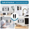 A laptop is mounted on a wall holder above a kitchen sink, demonstrating its safe and practical use.