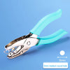 A pair of light blue and silver handheld metal punchers with a 3mm medium round hole.