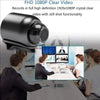 A black security camera is shown with a clear video display, recording in full high definition.