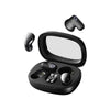 A black wireless Bluetooth sleep earbud case with a visible interior and an earbud resting on top.