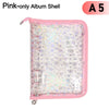 Pink-only A5 album shell with a clear plastic cover and zipper closure