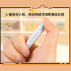 A hand is adjusting the length of a retractable pencil eraser using a device labeled KHINSON.