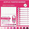 A set of 9 colors of soft pink acrylic paint markers with a 720 degree tip for drawing and art