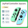 A pair of green and blue Joy-Con style controllers for gaming