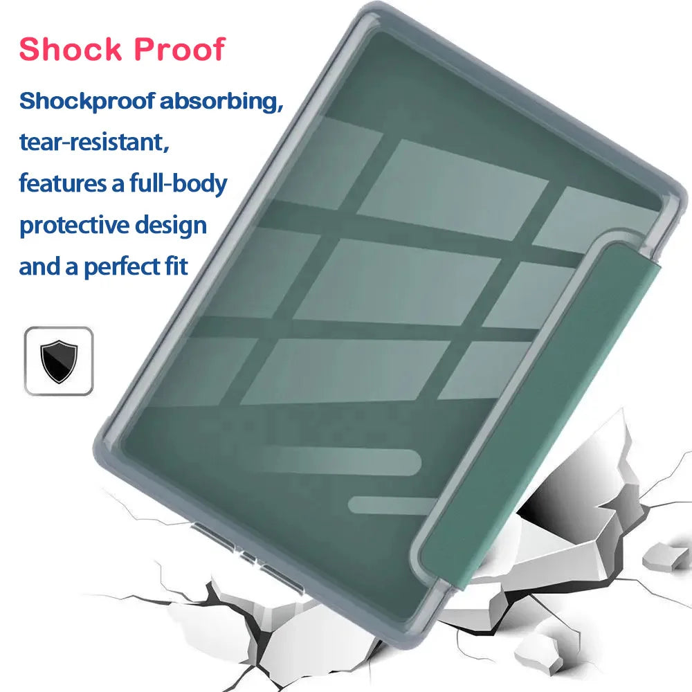A protective silicone cover for a 6-inch e-reader is shown with a shockproof design against broken glass.