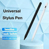 Stylus stylo universel noir et blanc sur fond géométrique bleu clair
