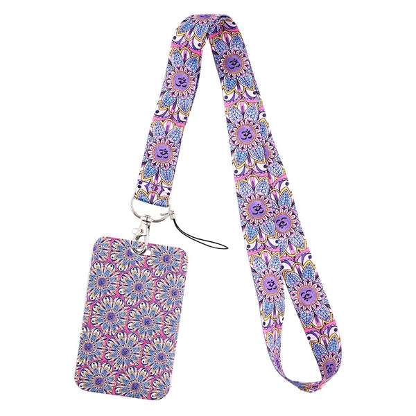 Lanyard à motif coloré avec étiquette rectangulaire pour badges et accessoires