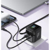 A 3-in-1 fast charger setup showing a GaN power adapter and a charging cable on a surface.