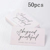A stack of 50 thank you cards with handwritten text saying beyond grateful and thank you so much on a white background.