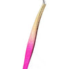 Precision eyelash extension tweezers with a gradient finish, showing pink and gold tones.