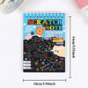 A vertical notebook titled SCRATCH NOTE with colorful illustrations and a grid of stylus sticks.