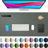 A large PU leather desk mat featuring various color swatches for a laptop and keyboard.