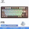 A close-up view of the AULA F75 mechanical keyboard showing its layout and features.
