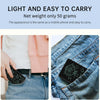 A black writing tablet is shown inside a blue denim jeans pocket, demonstrating its portability.