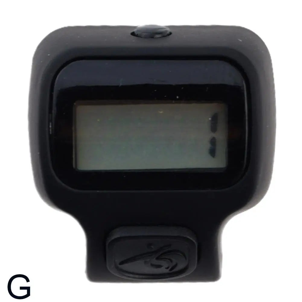 Black thumb tally counter with a digital display and a button on the bottom.