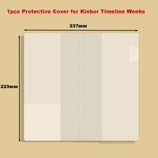 A protective cover for a Kinbor timeline weeks journal, showing the dimensions of 237mm by 223mm.