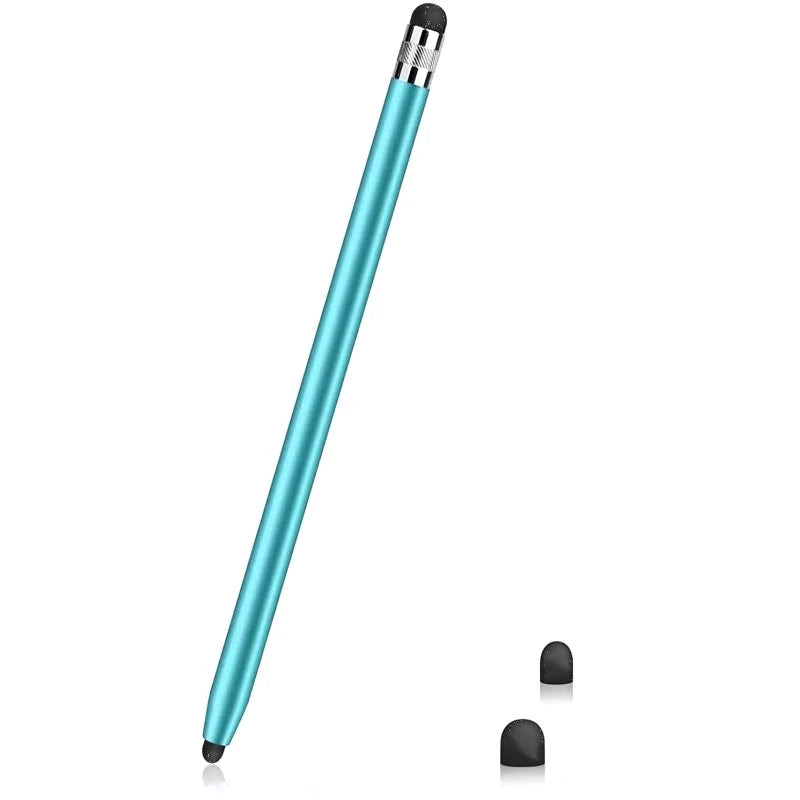 A slender, light blue double-ended stylus with a black tip is shown against a white background.