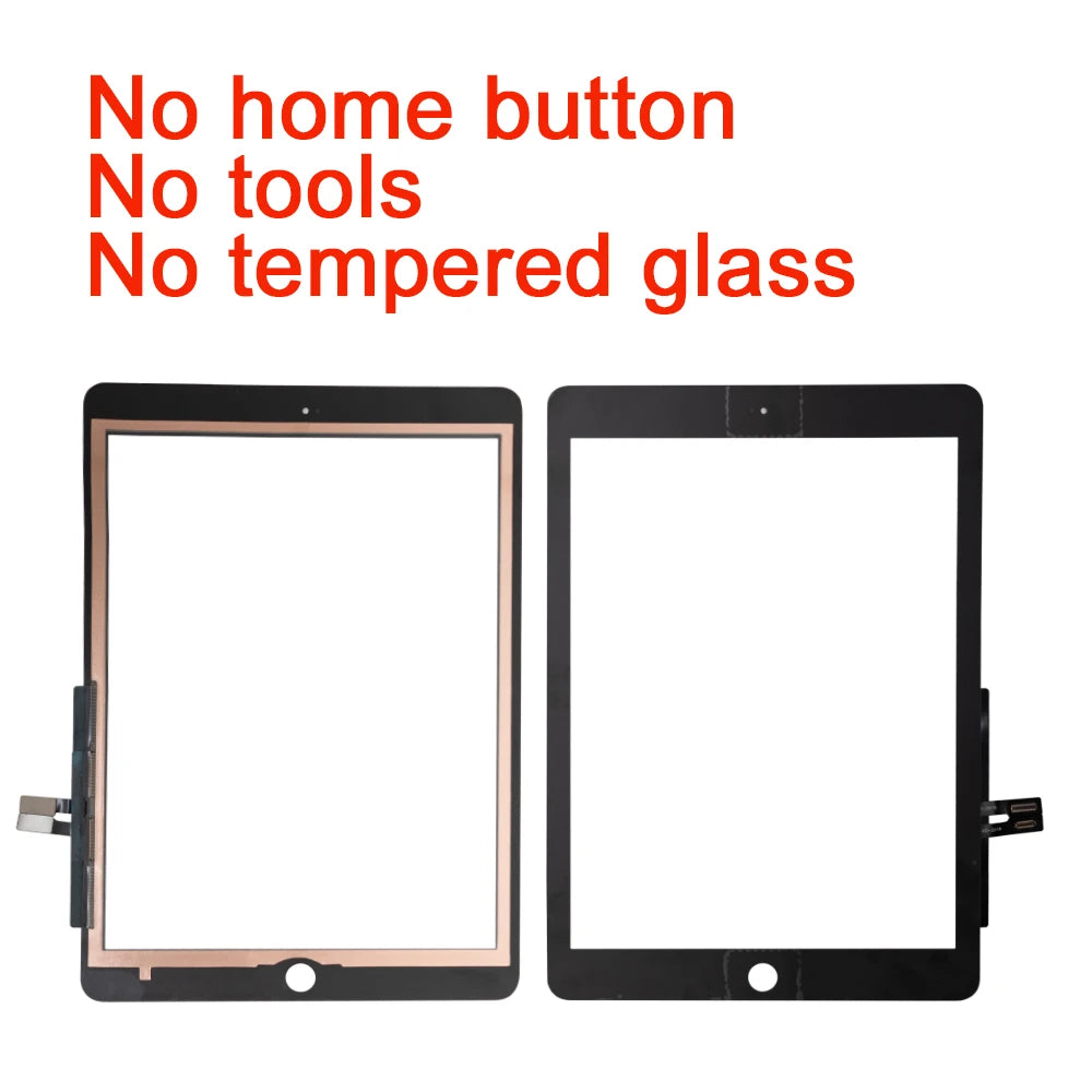 Pantalla de iPad negra con un kit de digitalizador de reemplazo a su lado.