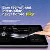 A hand is applying a silky film to a tablet screen, demonstrating smooth touch without interruption.