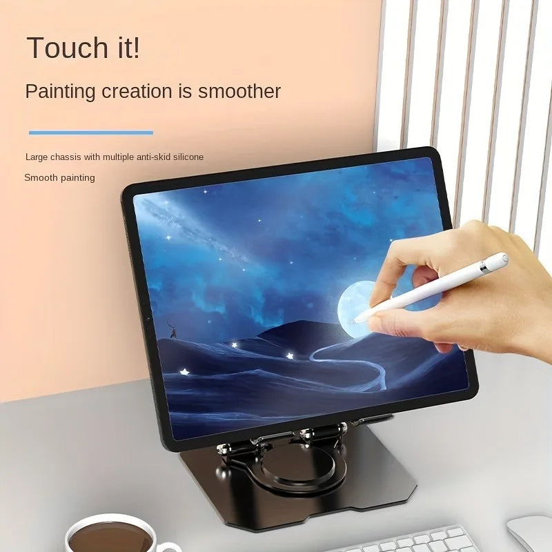 A hand is painting on a tablet screen, demonstrating smoother painting with a large chassis and anti-skid silicone.