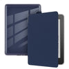 A dark blue silicone protective cover for a Kindle e-reader displayed next to its original case.