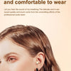 Close-up of a woman wearing small, light-weight mini headphones with a single earbud.