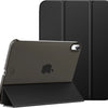 A dark gray slim protective case for an iPad, shown with the device and a matching cover.